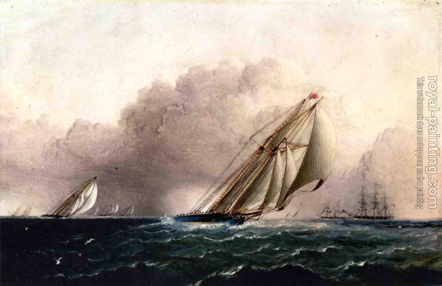 James E Buttersworth : NYYC. Schooner Yacht Estelle Running Home